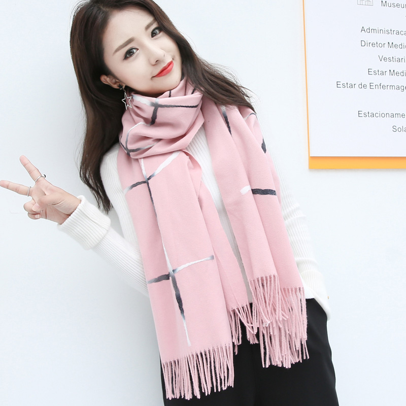 Korean Version Autumn Winter 2023 New Imitation Cashmere Scarf Lady Shawl Warm 100 Hitch Neck Winter Hair Line Student-Taobao