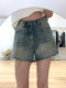 复古牛仔短裤女夏薄款胖妹妹mm高腰遮胯显瘦梨形身材a字阔腿热裤