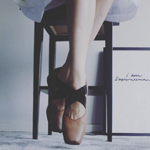 (Egg Dingcheng) Ballet Shoes Womens Strap Retro Leather Rough and Mary Jane Square Head Shoes