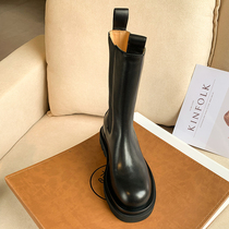 (Eggs of Eslite) Chelsea boots female platform in the bobbin dan xue chimney boots B у bv Martin boots