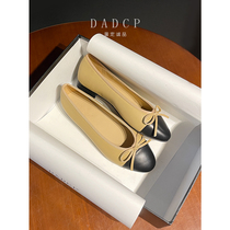 2020 shallow mouth new single shoes small fragrant wind leather bow flat ballet shoes womens single shoes women hundred small leather shoes