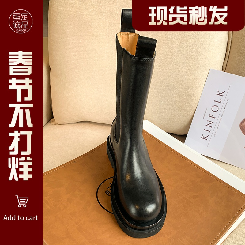 Chelsea boots women's plush thick sole single boots smoke tube boots bуbv Martin boots