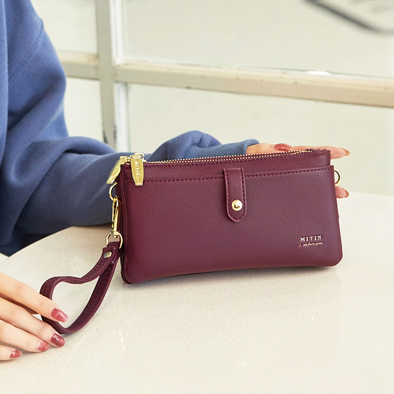 Miyin mobile phone bag women's messenger small bag 2022 new fashion simple and versatile double zipper long version wallet clutch