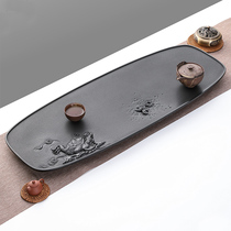 Senyu whole piece relief Wujin Stone tea tray household drainage stone original stone creative tea table Japanese dry bubble table