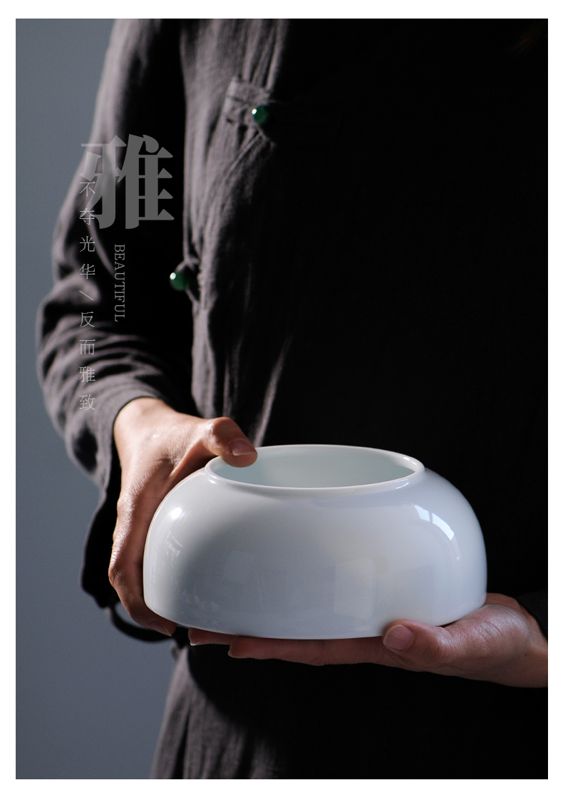 Jingdezhen XiCha high temperature ceramic water wash water side water jar slag bucket built large white porcelain tea set tea accessories