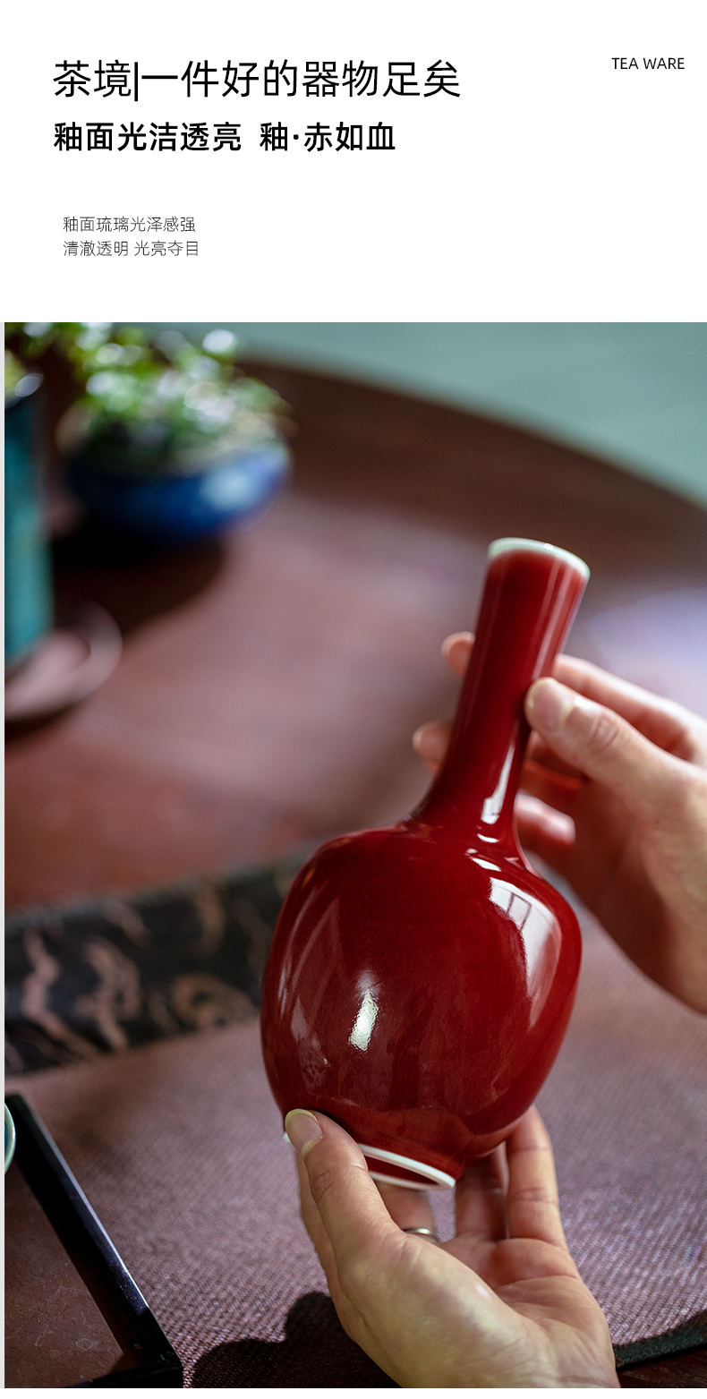 Mountain sound jingdezhen pure manual ruby red flower bottles of furnishing articles furnishing articles sitting room flower arranging home decoration craft vase