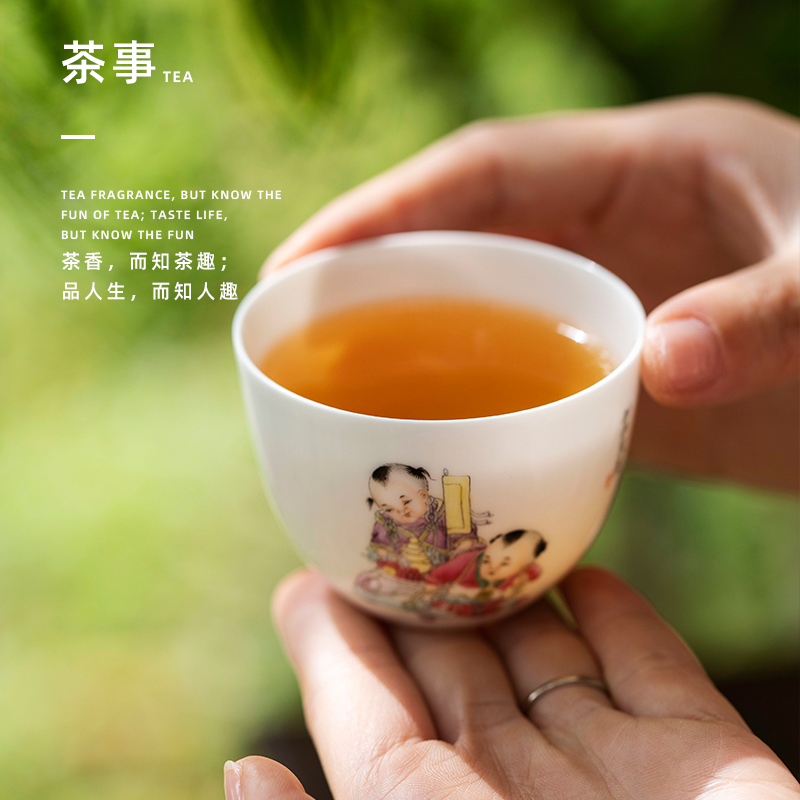 The lad fortune master cup single cup at jingdezhen pure manual painting ceramic cups sample tea cup titian suit