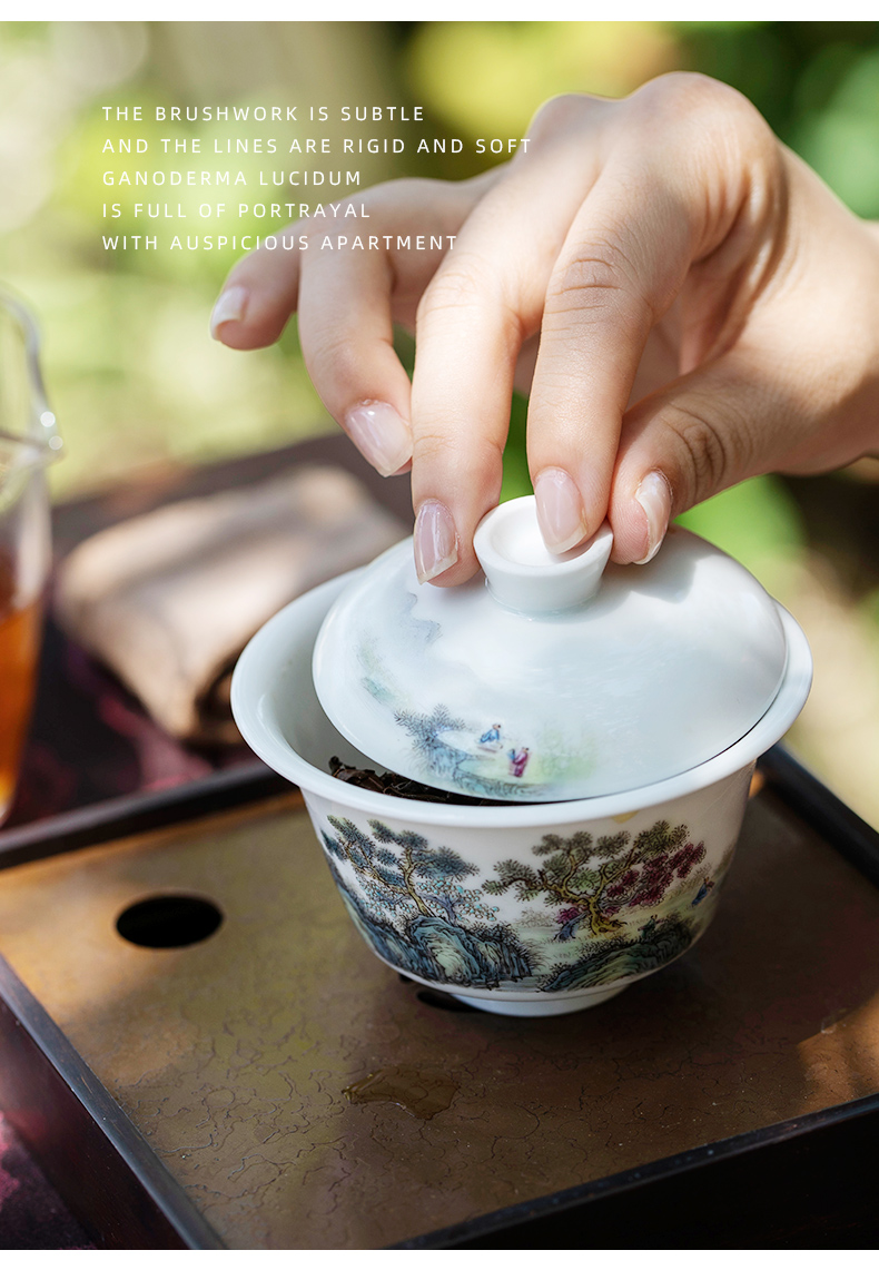 Mountain sound zuiweng pavilion series two only tureen jingdezhen ceramic cups tureen single pure manual painting