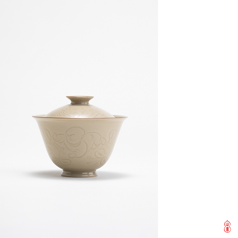 Sprawling up with camellia baby play tureen jingdezhen ceramic high - end 2 to make tea tureen single bowl bowl