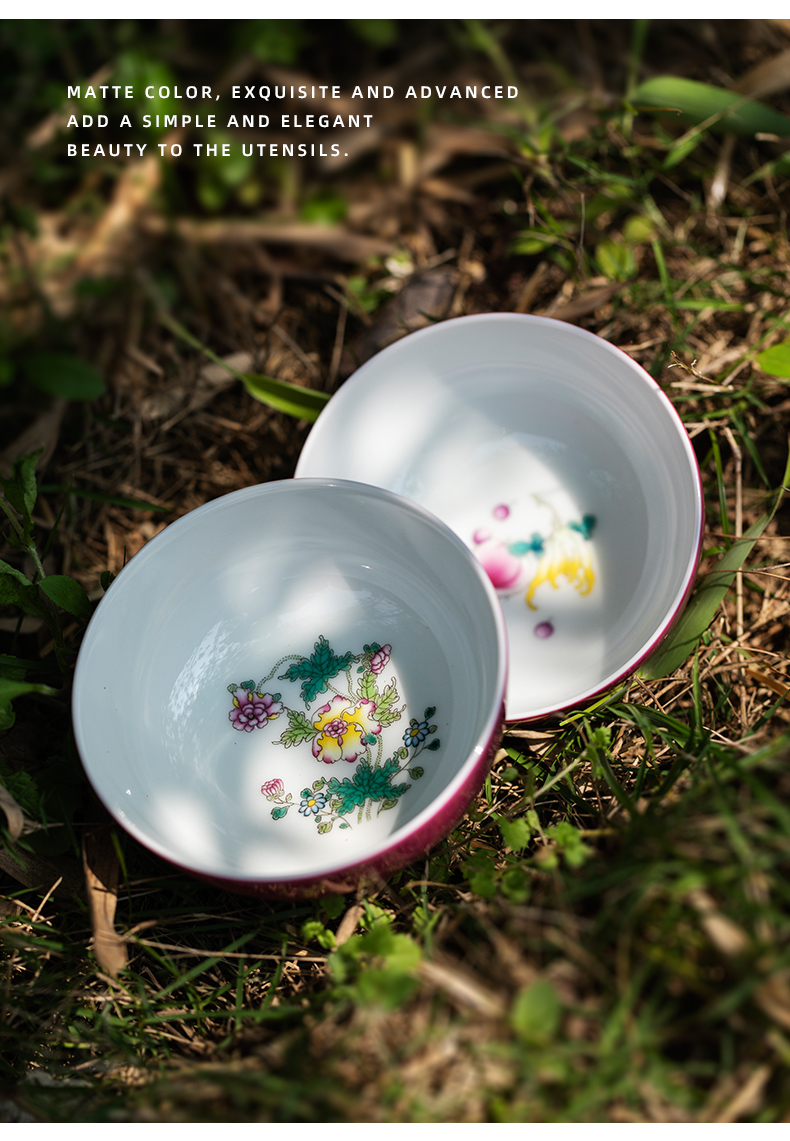 Mountain sound master carmine water in a pure manual sample tea cup drawing a single small jingdezhen ceramics kunfu tea cups