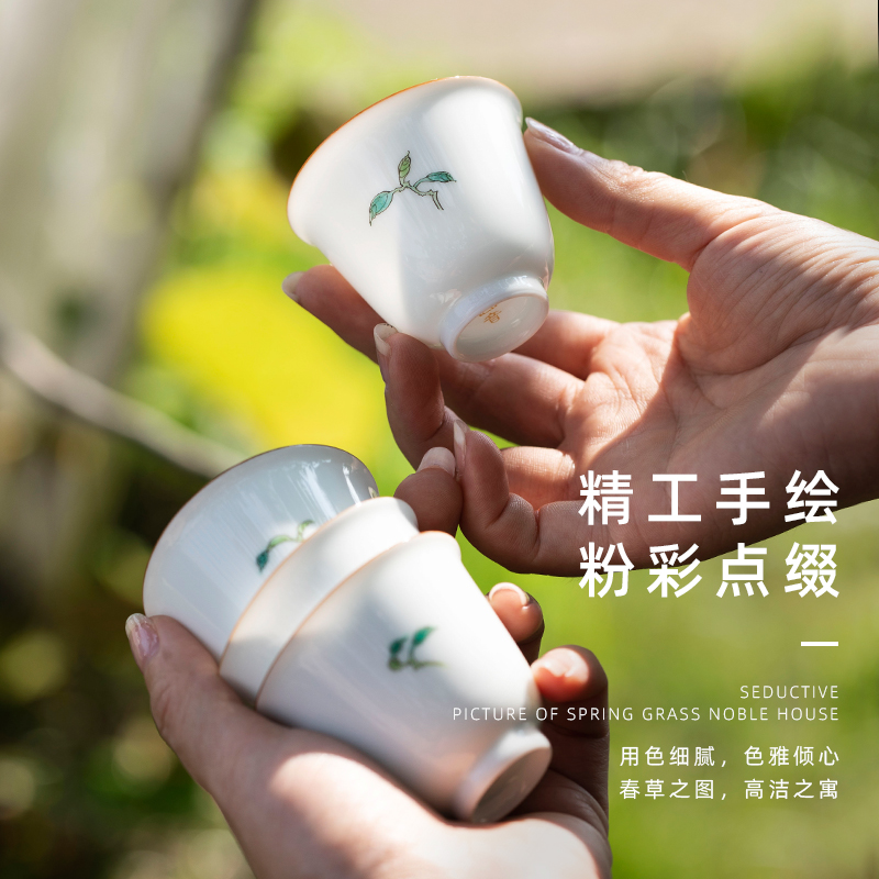 Guest a cup of cup 4 a pastel hand - made kung fu tea cups sample tea cup thin foetus poly real incense of jingdezhen tea service
