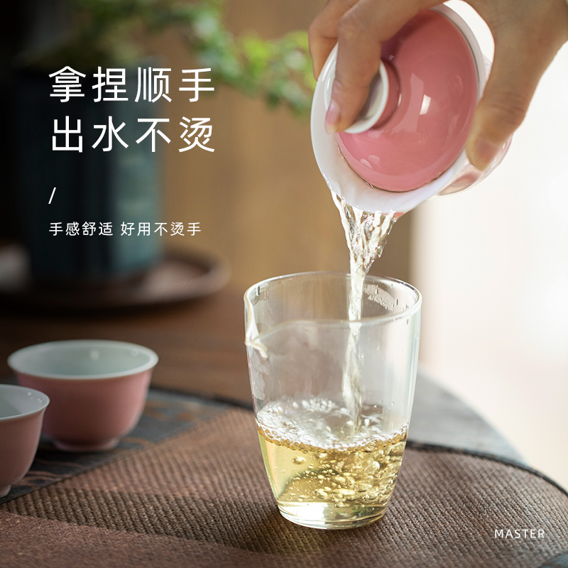 Jingdezhen checking ceramic color glaze tureen household bowl is only two kung fu tea set is not a single tea bowl