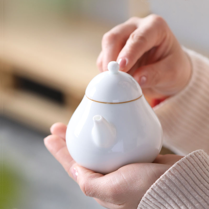 Sweet white glaze single pot teapot jingdezhen ceramic ball hole, kung fu tea set white porcelain pot of tea is little teapot level