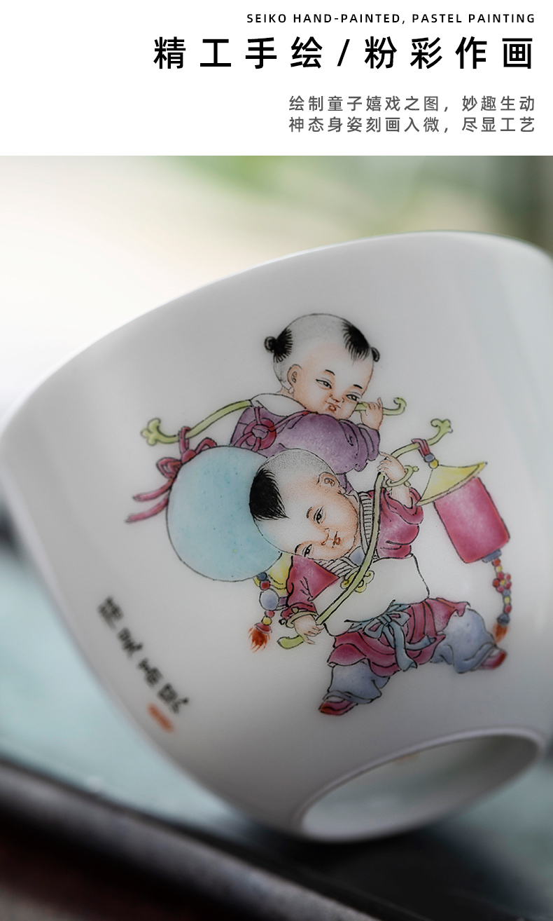 The lad fortune master cup single cup at jingdezhen pure manual painting ceramic cups sample tea cup titian suit