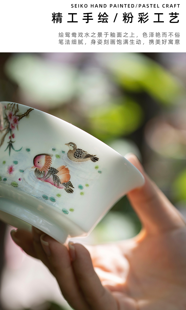 Mountain sound girlfriend tureen jingdezhen pure manual painting ceramic three tureen kung fu tea cups