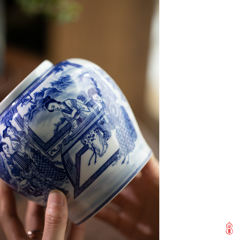 Art home benevolence ten beautiful blue and white double sealing ceramic tea pot lid caddy fixings jingdezhen blue and white porcelain