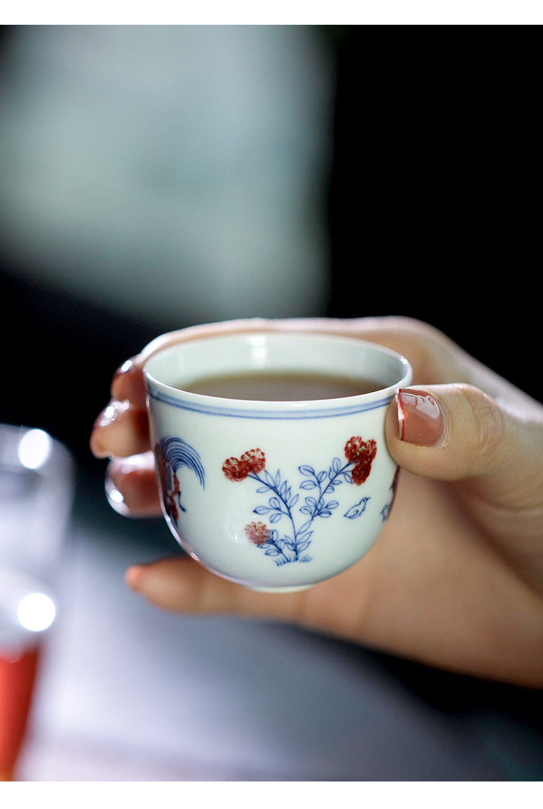 Qin Qiuyan blue - and - white youligong chicken (ji) le cup 60 ml of jingdezhen ceramic masters cup tea cup