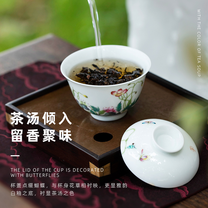 Corn poppy only two tureen jingdezhen hand - made ceramic tureen tureen pure manual single kung fu tea cups
