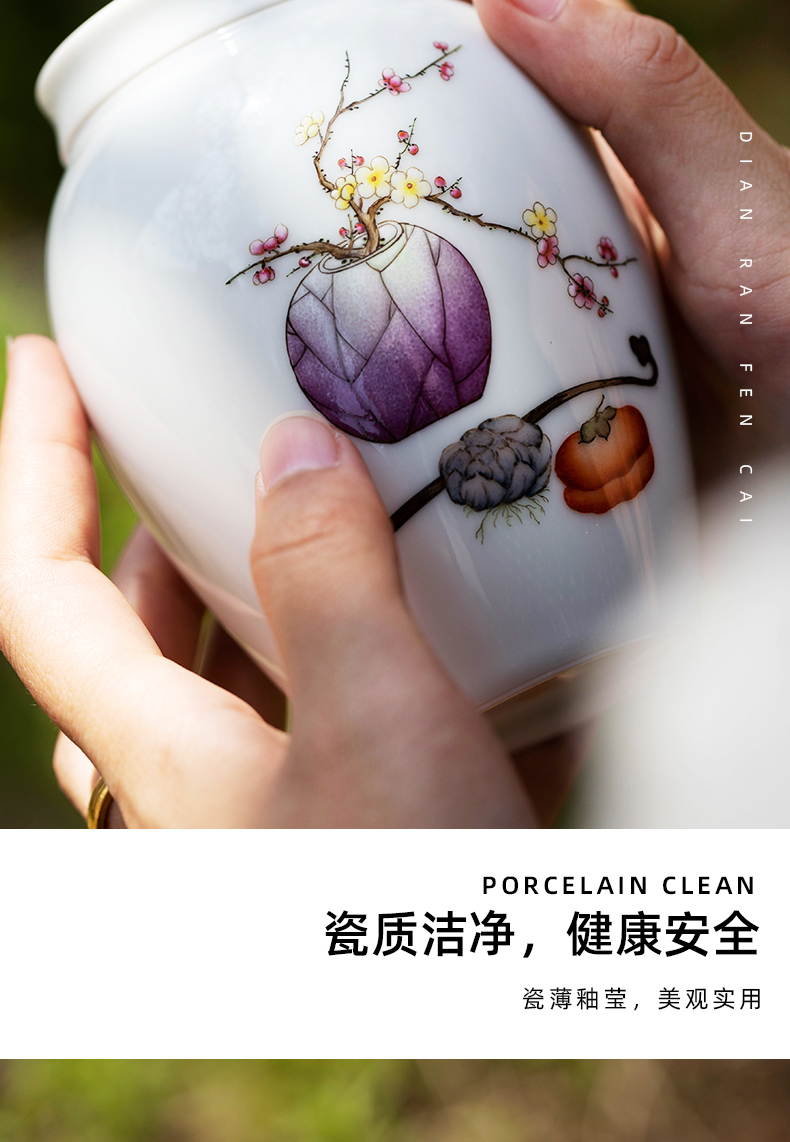 Everything is going well with pastel ganoderma lucidum tea canister jingdezhen pure manual painting exquisite small caddy fixings ceramic tea set