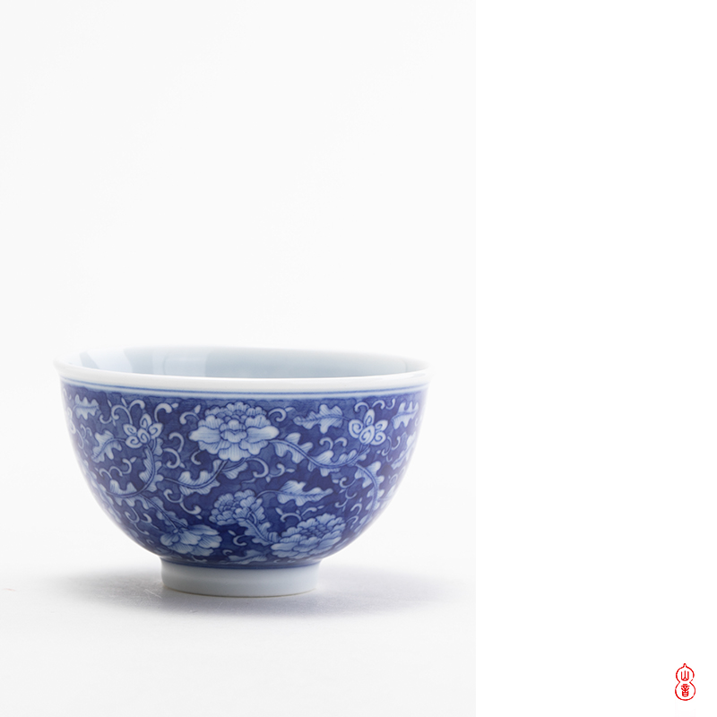 Arborist benevolence blue tie up branch land flower heart of jingdezhen porcelain ceramic cups master cup bowl