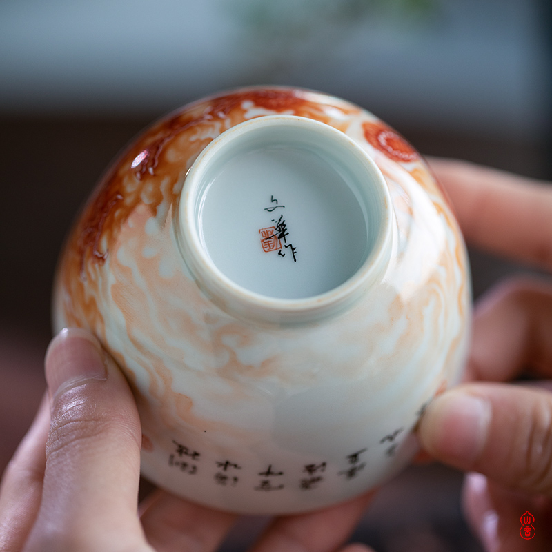 Wen - hua liu alum red longteng all cup of jingdezhen high - end ceramic tea cup personal special master CPU