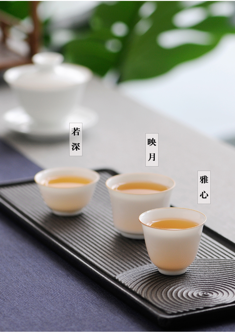 Sweet white glaze thin foetus kung fu tea sample tea cup individual cup noggin suit of jingdezhen ceramic tea set by hand
