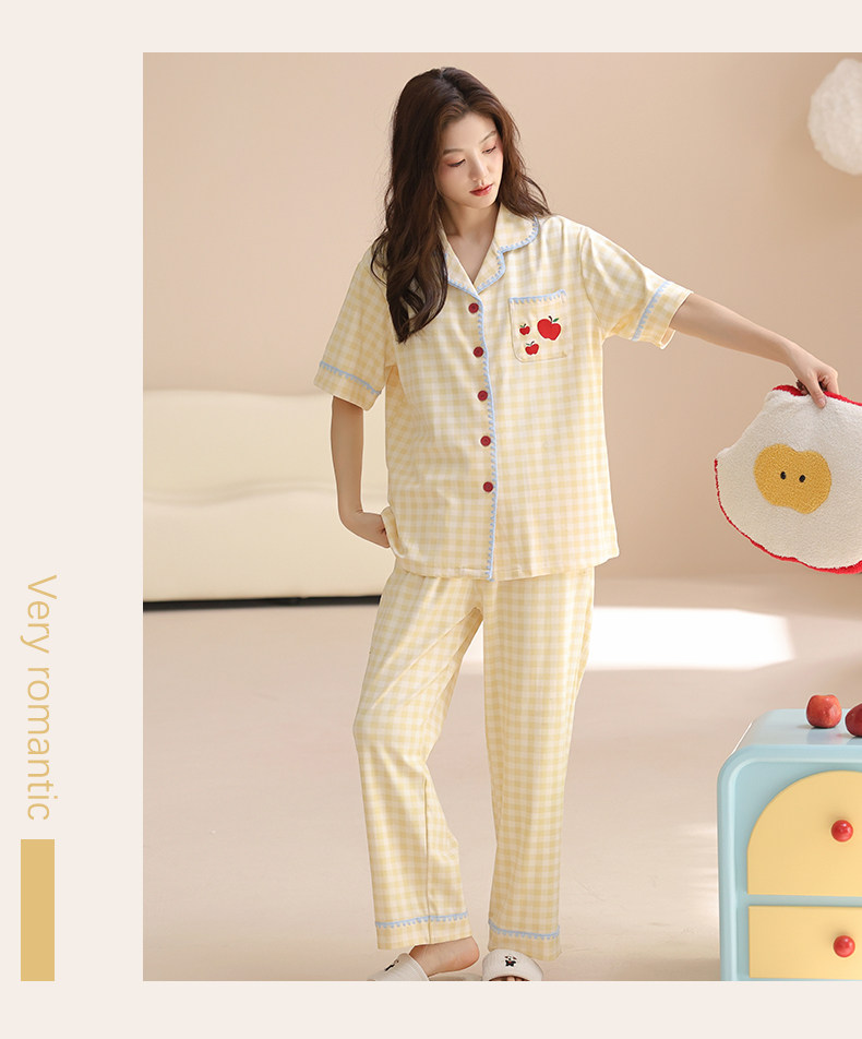 Летняя хлопковая пижама, хлопковые милые штаны, хлопковый высококлассный тонкий кардиган, комплект 