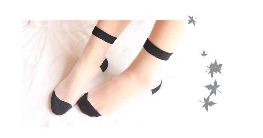 Bà mùa hè siêu mỏng trong suốt vớ thủy tinh bằng lụa pha lê Hàn Quốc bông hồng dưới đáy chống vớ ngắn tất cao cổ nữ