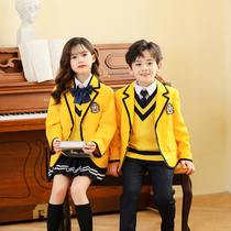 Suit school uniforms kindergarten uniforms children Spring and Autumn Winter British Academy style primary and secondary school students class uniforms set customization