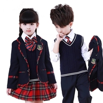 Kindergarten yuan fu primary school uniforms chun qiu zhuang children British suit female Korean class uniform College Wind