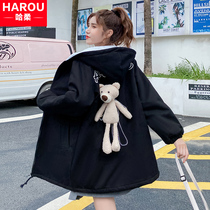 Glint Thickened Jacket Teenage Girl Autumn Winter Clothing 2022 New Junior High School Student Korean Version of the Long Lamb Wool Cotton Clothing