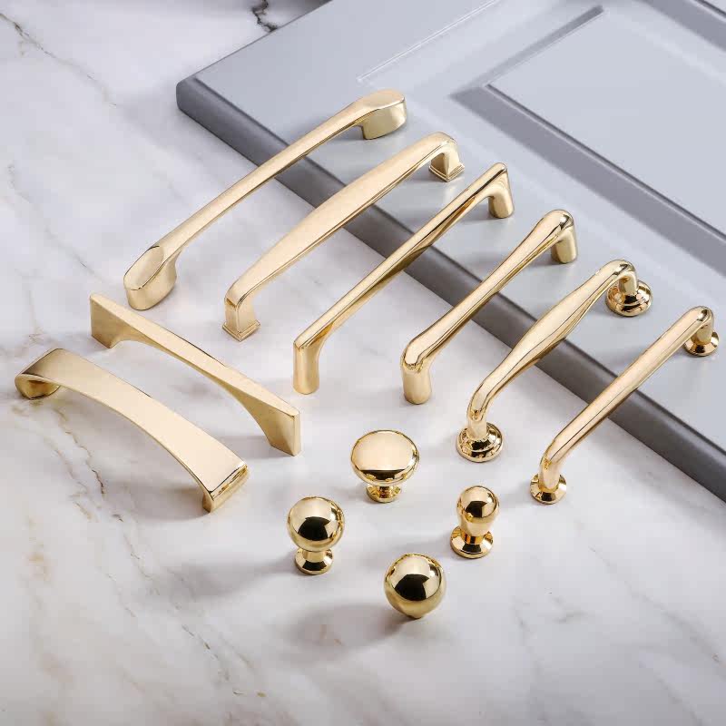 Wardrobe handle modern minimalist cabinet door handle light luxury Nordic drawer handle single hole small handle gold handle