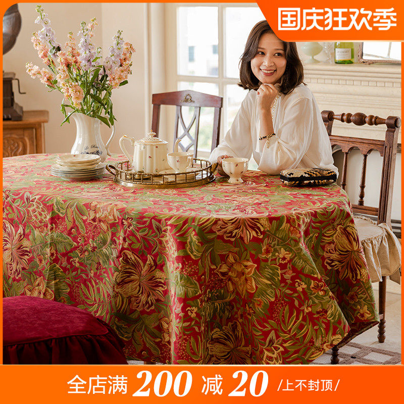Plant love flowers know autumn tablecloth American tablecloth retro computer table round table coffee table cover cloth custom design fabric