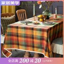 Planting love box Sicilian Plaid tablecloth retro colored plaid fabric rectangular coffee table cloth home