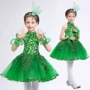 Ngày thiếu nhi Trang phục cỏ trẻ em Công chúa xanh Váy cô gái Váy xòe Lá Vũ điệu Váy Chunxiao shop thời trang trẻ em