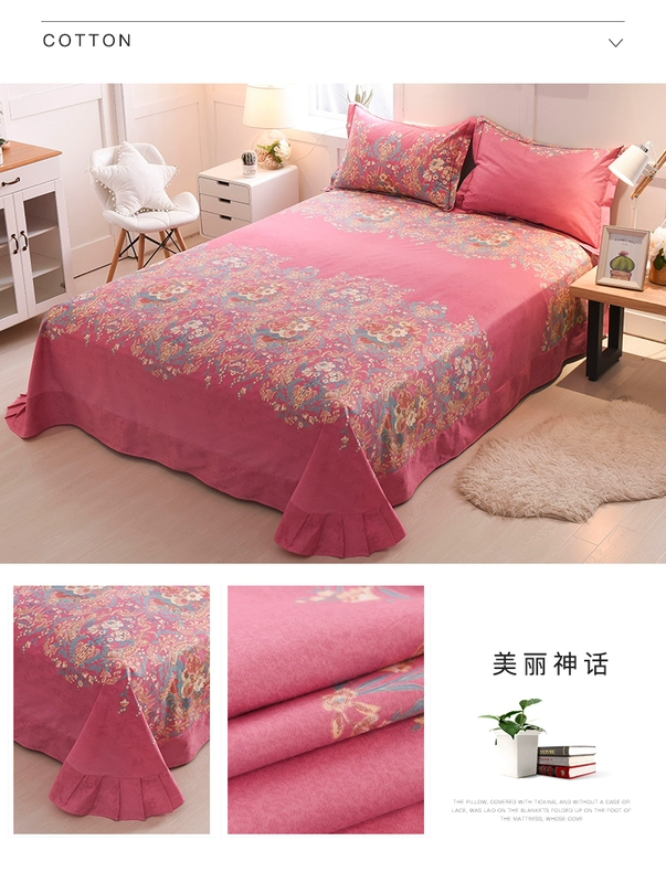 Cotton hoạt động chà nhám đơn mảnh tròn ren dày bông sọc tăng dày gối chống trượt gối - Khăn trải giường