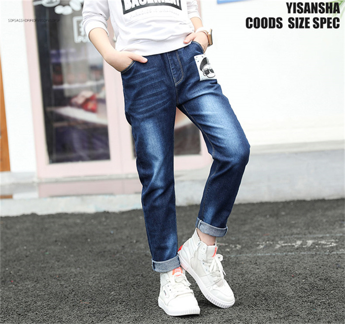 Quần áo trẻ em mùa đông 2018 quần jeans bé trai cộng với quần nhung dày mùa thu quần trẻ em quần jeans trẻ em lớn quần bò cho bé