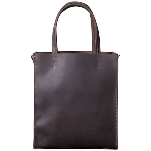 Мужская кожаная вместительная и большая сумка на одно плечо для документов, воловья кожа, из натуральной кожи