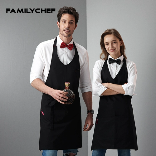 Модный кофейный длинный фартук, в корейском стиле, средней длины, V-образный вырез