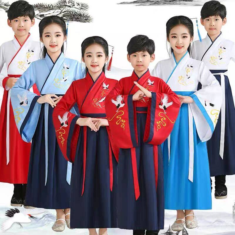 Han-suited boy Chinese female and girl children's ancient style children's national school clothing preschool disciple performed summer dress