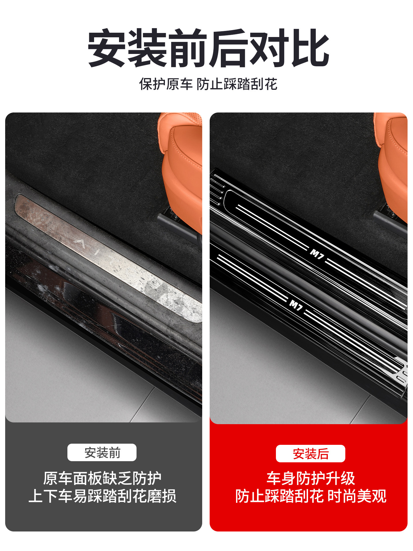 Suitable for 26 Models of the New Wenjie M7, Special Stainless Steel Door Sill Strips, Interior Decorations, Practical Accessories, and a Complete Collection of Car Supplies