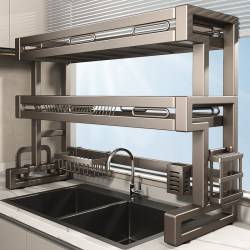 Stainless Steel Multifunctional Kitchen Sink Storage Rack Dish Plate Chopsticks Storage Dishwashing Sink Bowl Drain Bowl Rack