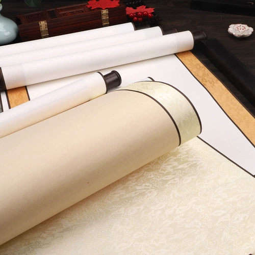 Пустая прокрутка вертикальная висящая вала в твердом переплете на горе рис бумага Белая антикварная живопись сердце четыре фута и три фута для открытия французской живописи