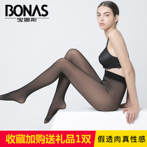 Fake meat bottoming socks stockings womens spring and autumn thin section autumn and winter thick plus velvet black silk meat color anti-hook silk pantyhose