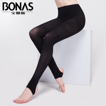 Bonas stockings pantyhose anti-hook silk thin spring and Autumn womens thin black thin legs 120D stepping foot base socks