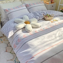 Nordic wind minimalist about full cotton four sets of pure cotton quilt cover Bed Linen Bed bedding quilts covered with three sets of bunk beds