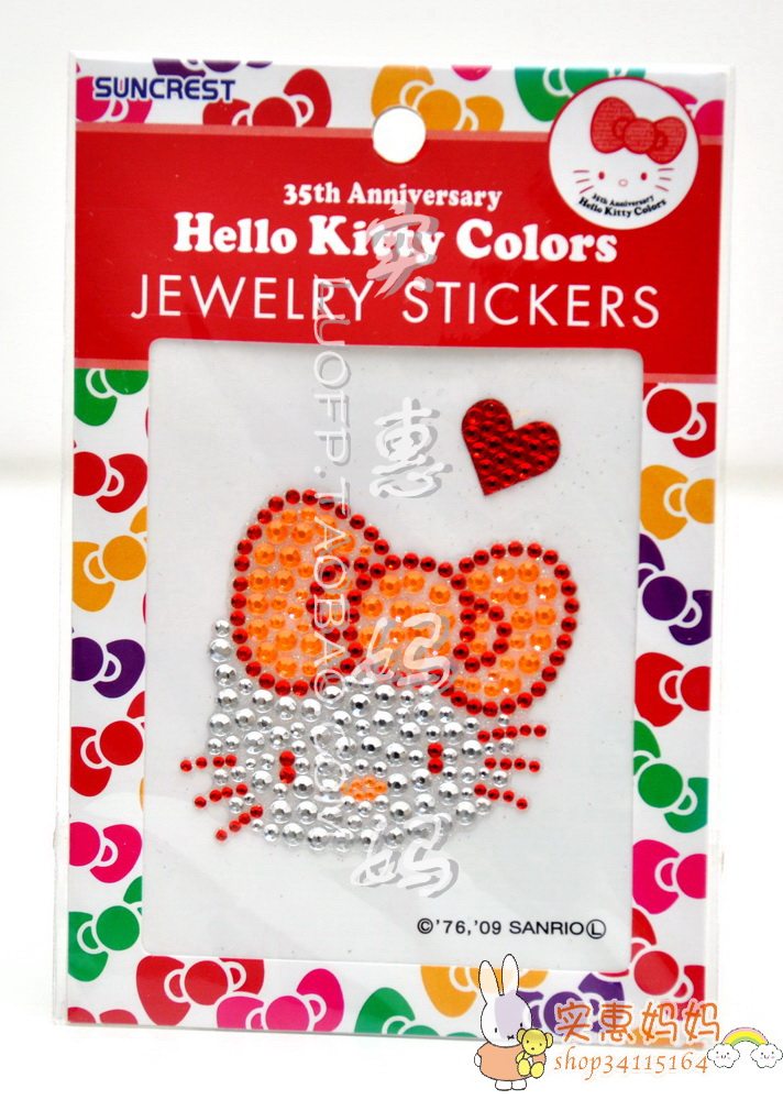 Shanghai Spot Japan Straight Away Hello Kitty Flash Drill Stickers Phone Stickers Red Bow Tie