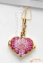 Import Special Price Spot Japan Straight Sent Crystal Valentines Heart Type Mobile Phone Chain Pendant