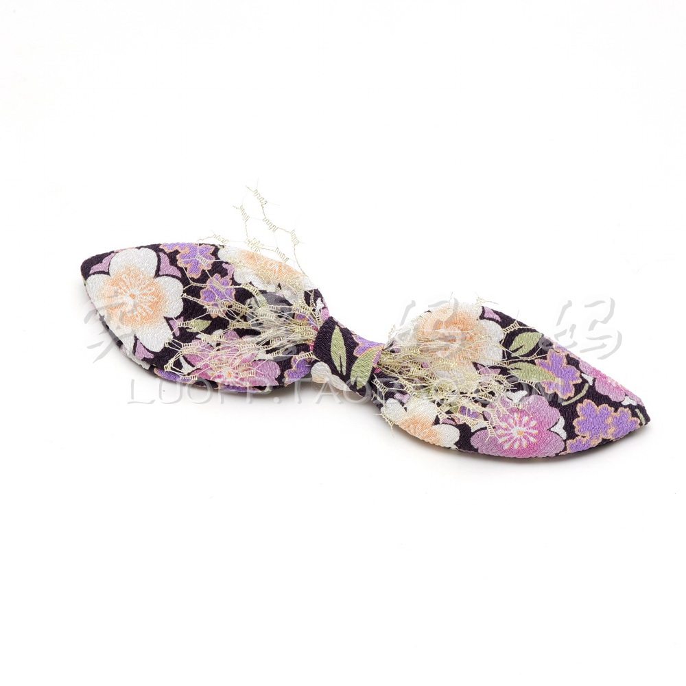 New year ex-gratia spot Japanese Kyoto handmade creamy butterfly knot purple lace long version head flower hairpin
