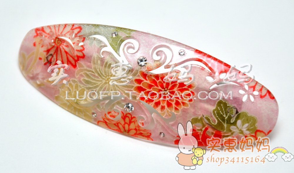Shanghai Spot Japan Straight Sent Kyoto Hollowed-out Glitter Creamy Hair Clip Hair Clip Powder